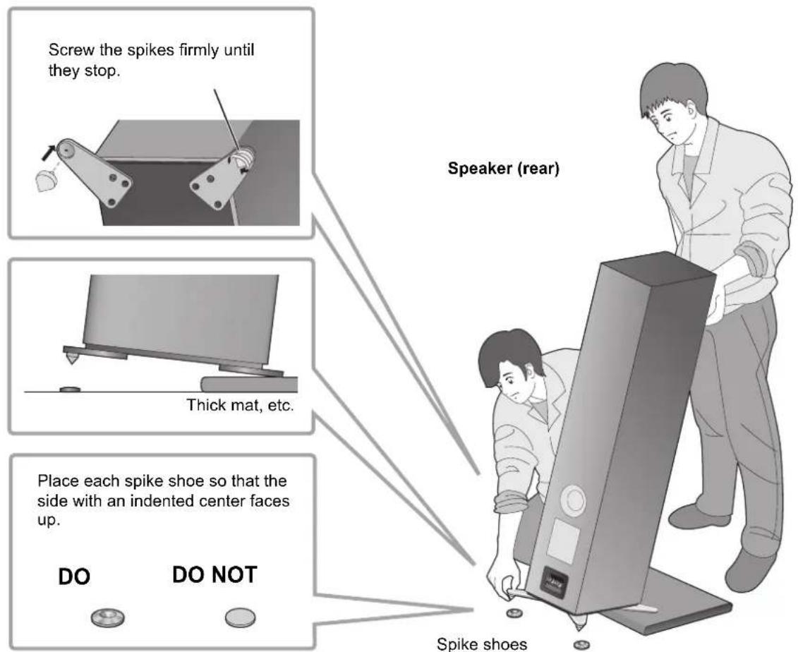 TECHNICS SBG90E - Placing the speakers using the spikes - 3