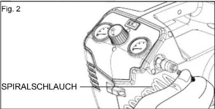 GREENWORKS G40AC - BEFESTIGUNG DES LUFTSCHLAUCHS AND DEM KOMPRESSOR - 1