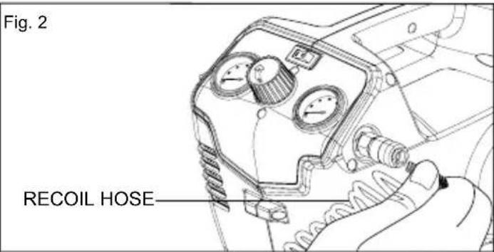 GREENWORKS G40AC - ATTACHING AIR HOSE TO COMPRESSOR - 1