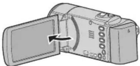 JVC Everio GZE205BE - Abra o ecrã LCD. - 1