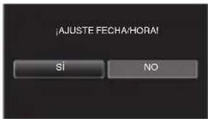 JVC Everio GZE205BE - Pulse "SI" cuando se visualice "¡AJUSTE FECHA/HORA!". - 1