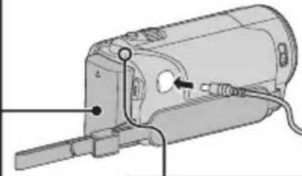 JVC Everio GZE205RE - Branchez le connecteur CC. - 2