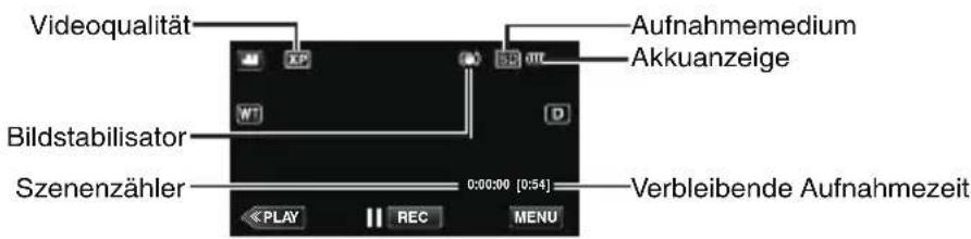 JVC Everio GZE205RE - ■ Anzeigen während der Videoaufnahme - 1