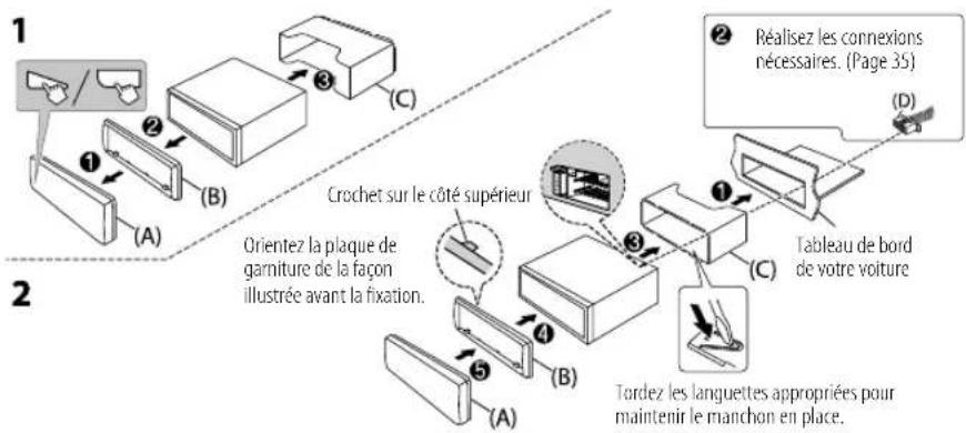 JVC KDT706BT - Installation de l'appareil (montage encastre) - 1