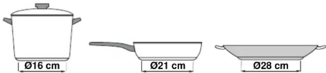 Ø16 cm Ø21 cm Ø28 cm
