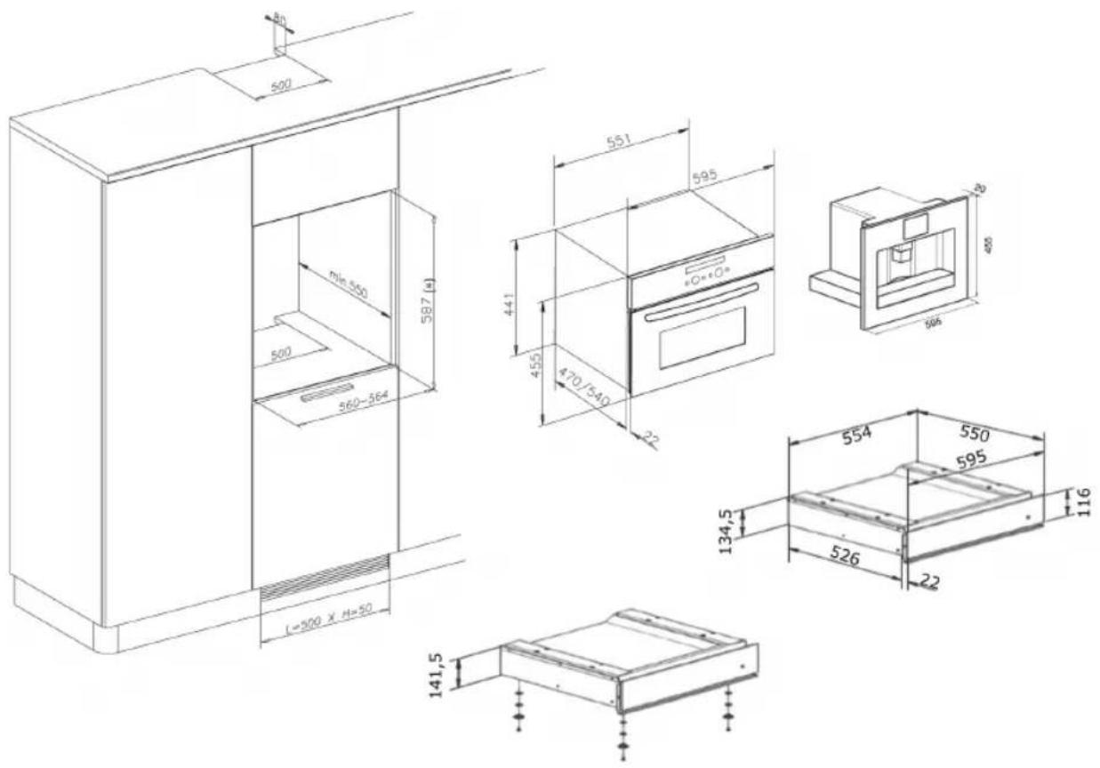 HOTPOINT WD 914 NB - Розміри для вбудовування - 1