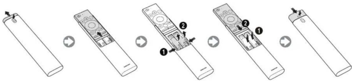 SAMSUNG UE49NU8045TXXC - Colocação de pilhas no Controlo Remoto Inteligente da Samsung - 1