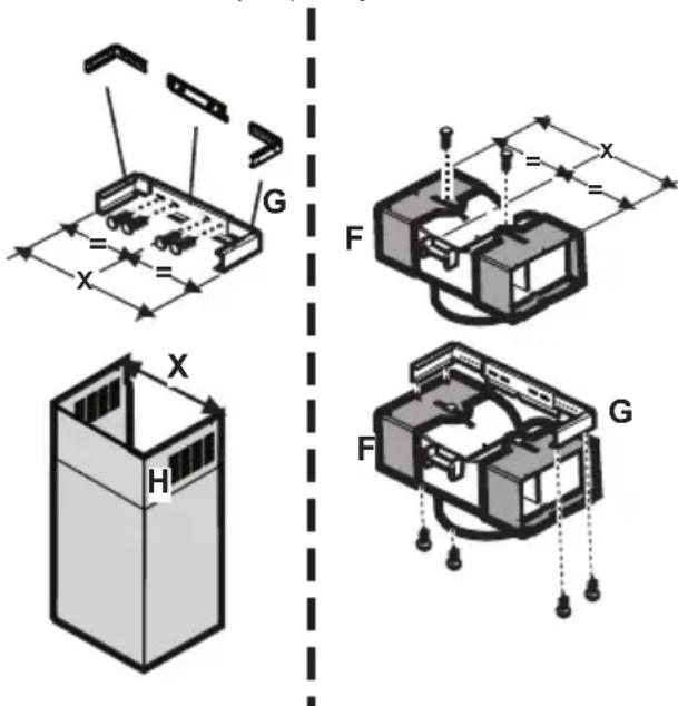 ROSIERES RHV 994 X - Ensamblaje previo del deflector (solamente cuando el aparato está provisto de un deflector compuesto de tres partes - el deflector se utilizes solamente para la version filtrante) - 1