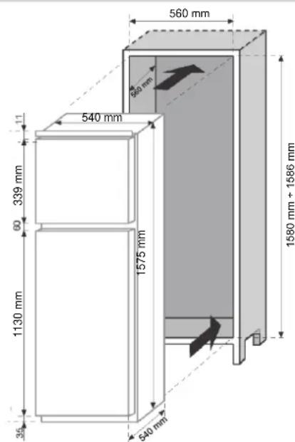 ROSIERES RBDP 23534 - DIMENZije IZDELKA IN VGRAJENI PREDEL - 2