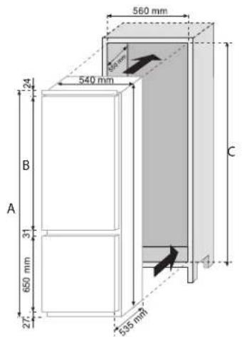 ROSIERES RBCP 31832 - DIMENSIONS DE L'APPAREIL ET DE LA COLONNE - 1