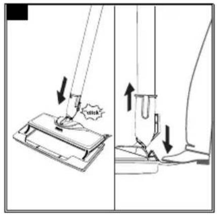 Diagram illustrating a mechanical or cleaning process with labeled components and directional arrows indicating movement or force.