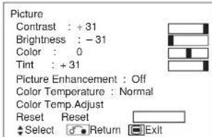 HITACHI CMP420V2 - Example: Selecting the Picture screen - 4