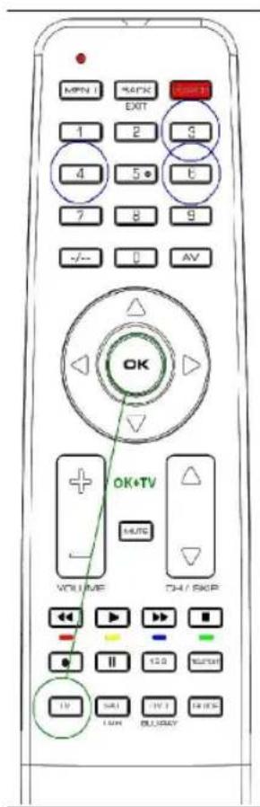 TITAN UR 1250 - Voorbeeld: Instellen van de afstandsbediening voor een Panasonic-televisietoestel: - 1