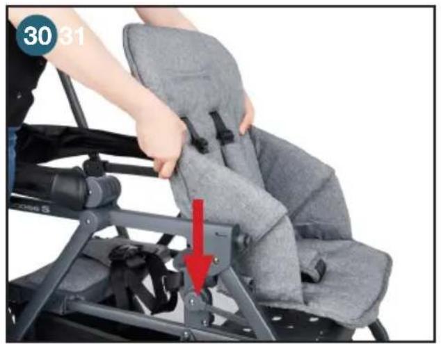 Joovy Caboose S - 시트에 아동을 앉혀서 고정시키기 - 3