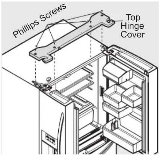 AEG RMB96719CX - To remove the refrigerator doors: - 1