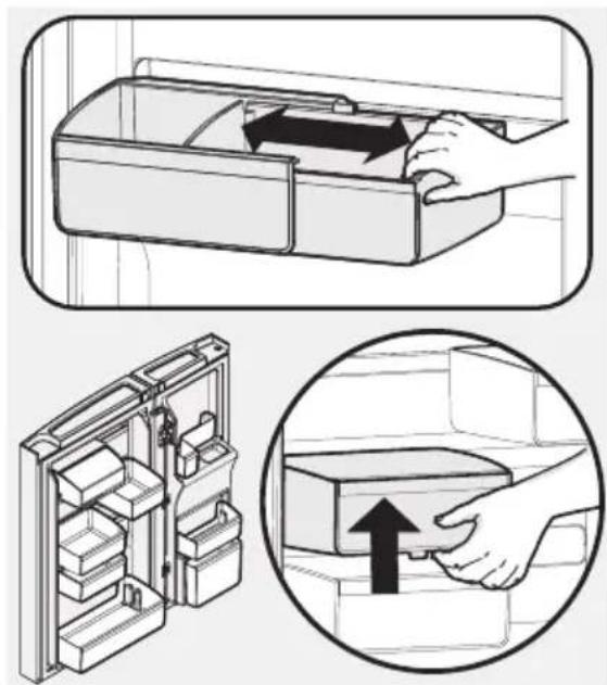 AEG RMB96719CX - To move door bin from rail to rail: - 1