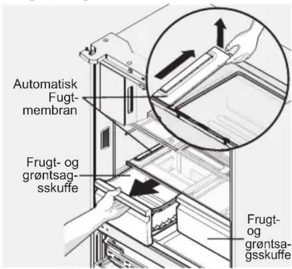 AEG RMB96716CX - Sådan fjernes den automatiske fugtighedsstyringsmembran: - 1