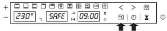 + 230° °C SAFE 09:00 < > - ↑ ↑