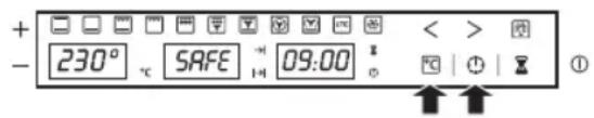 + 230° °C SAFE 09:00 < > - ①