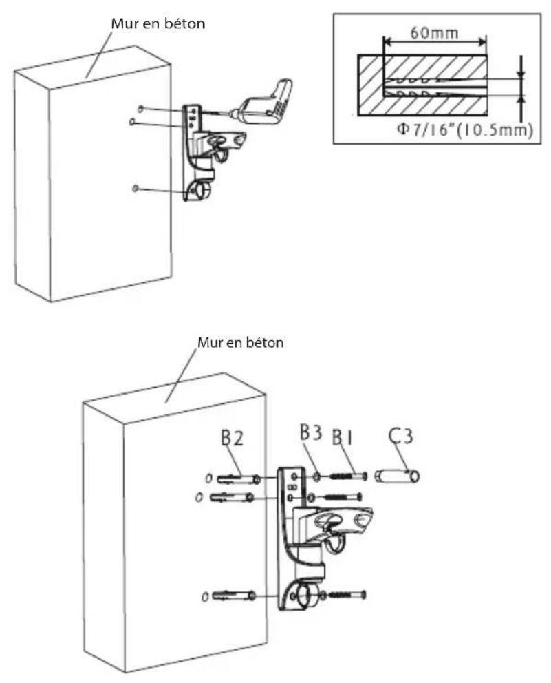 ECG LD 1333 K - 1B - Montage sur un mur en béton - 1
