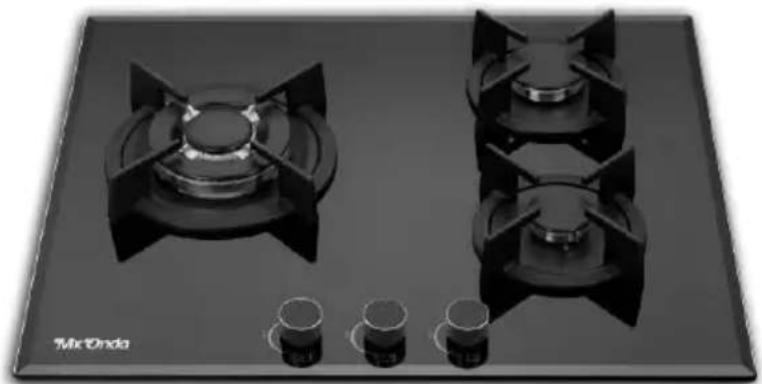 Mx Onda MXPG2200N - PLACA A GAS DE ENCASTRAR CON TRES ZONAS DE COCCIÓN - 1