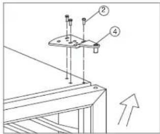 Technical diagram showing a structural support system with labeled components and an upward arrow indicating direction.