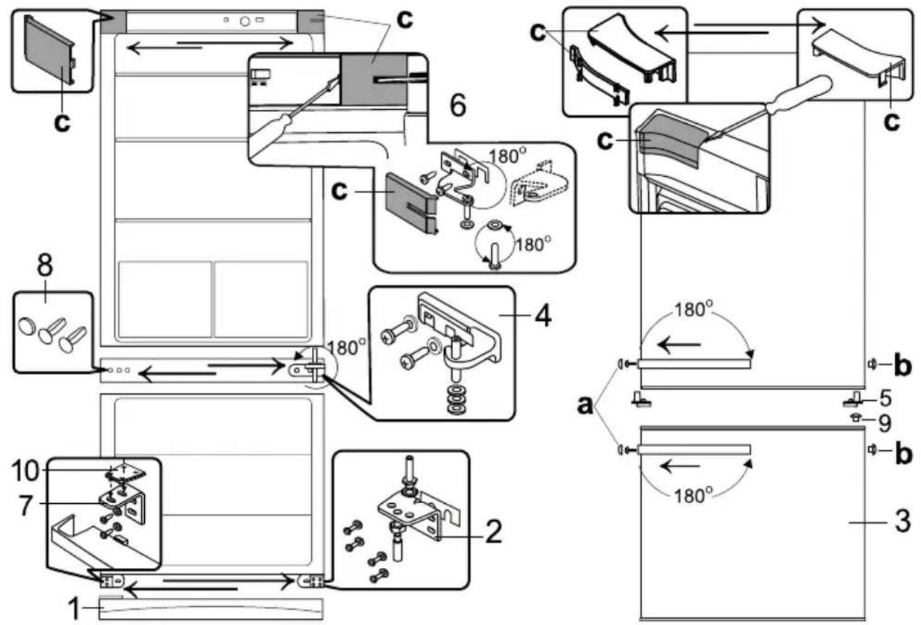 SEVERIN KS 9871 - Changing the opening direction of the doors - 1