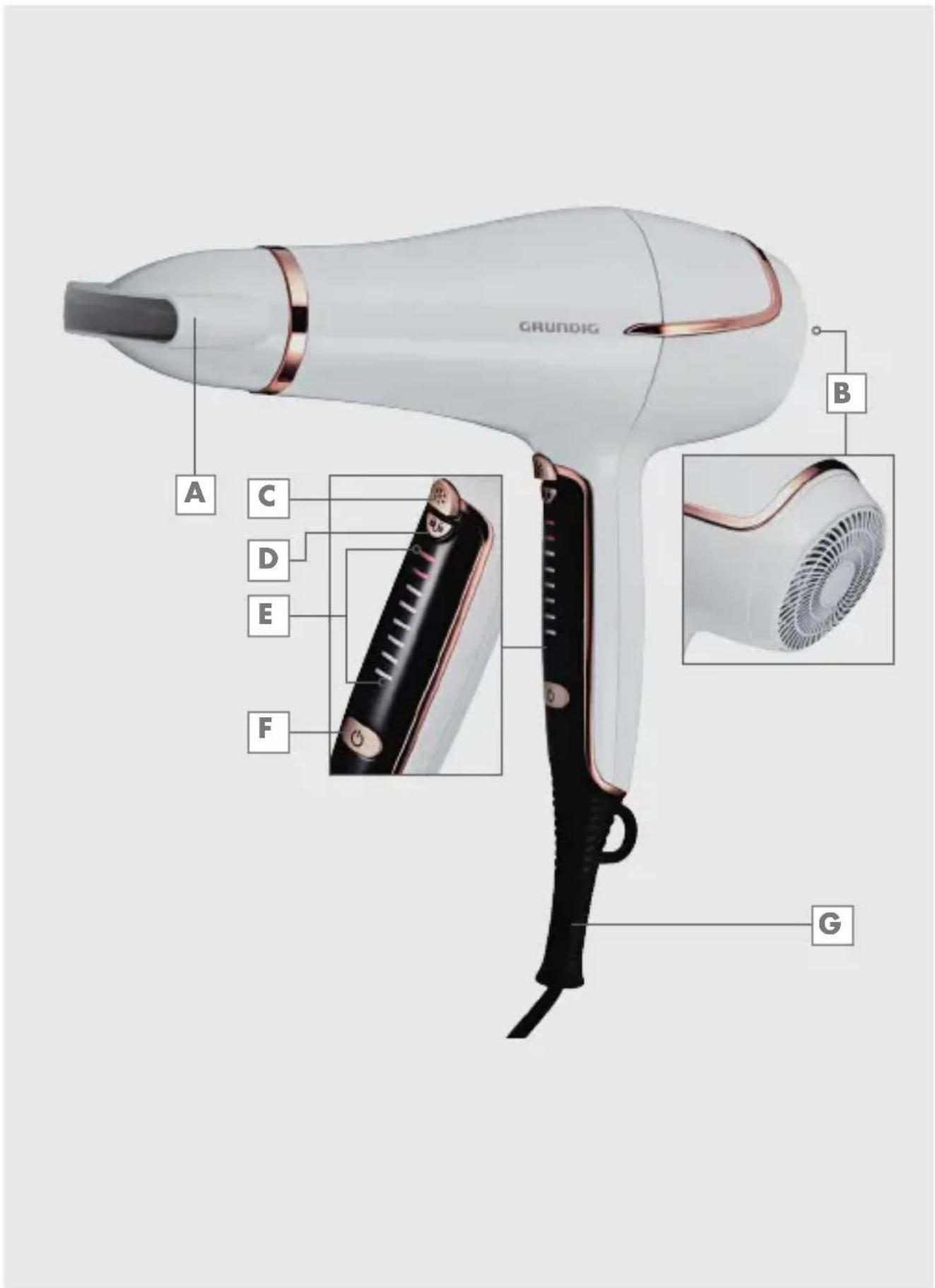 GRUNDIG HD 7880 - Ionic Touch Control Hair Dryer - 2