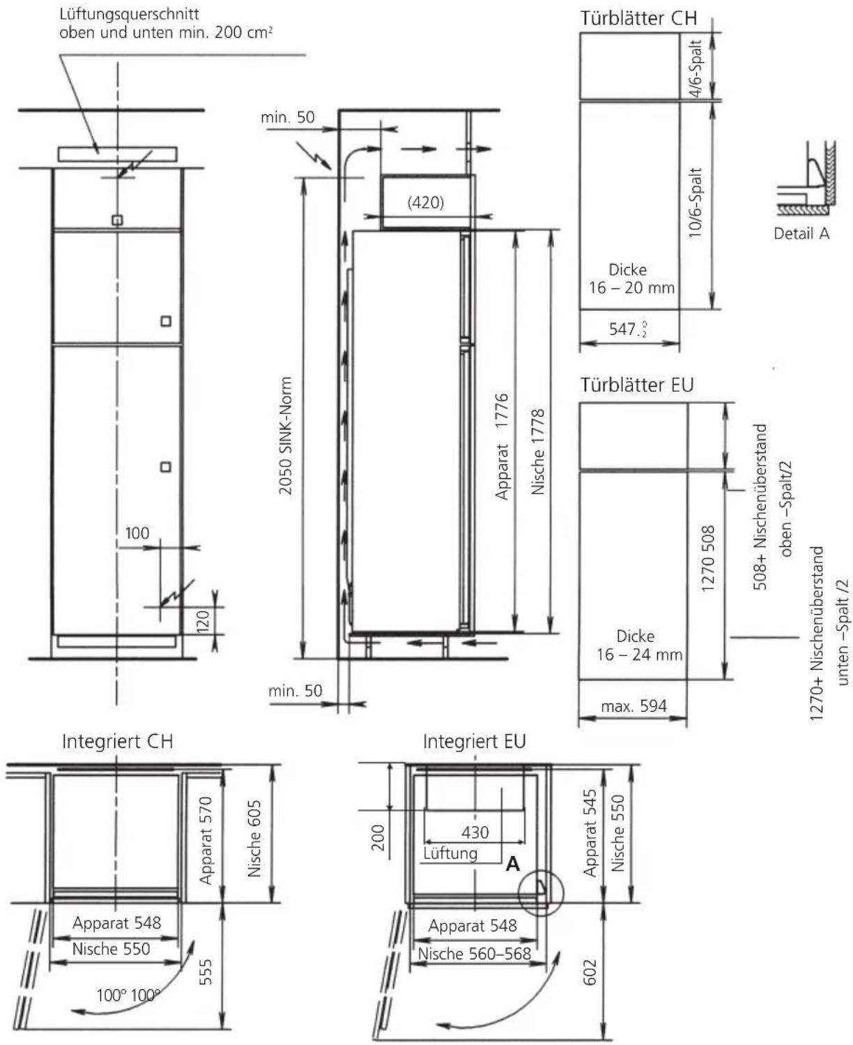 GAGGENAU RT280200 - Einbaukühlschrank Nische SINK 14/6 (1778 mm) - 1