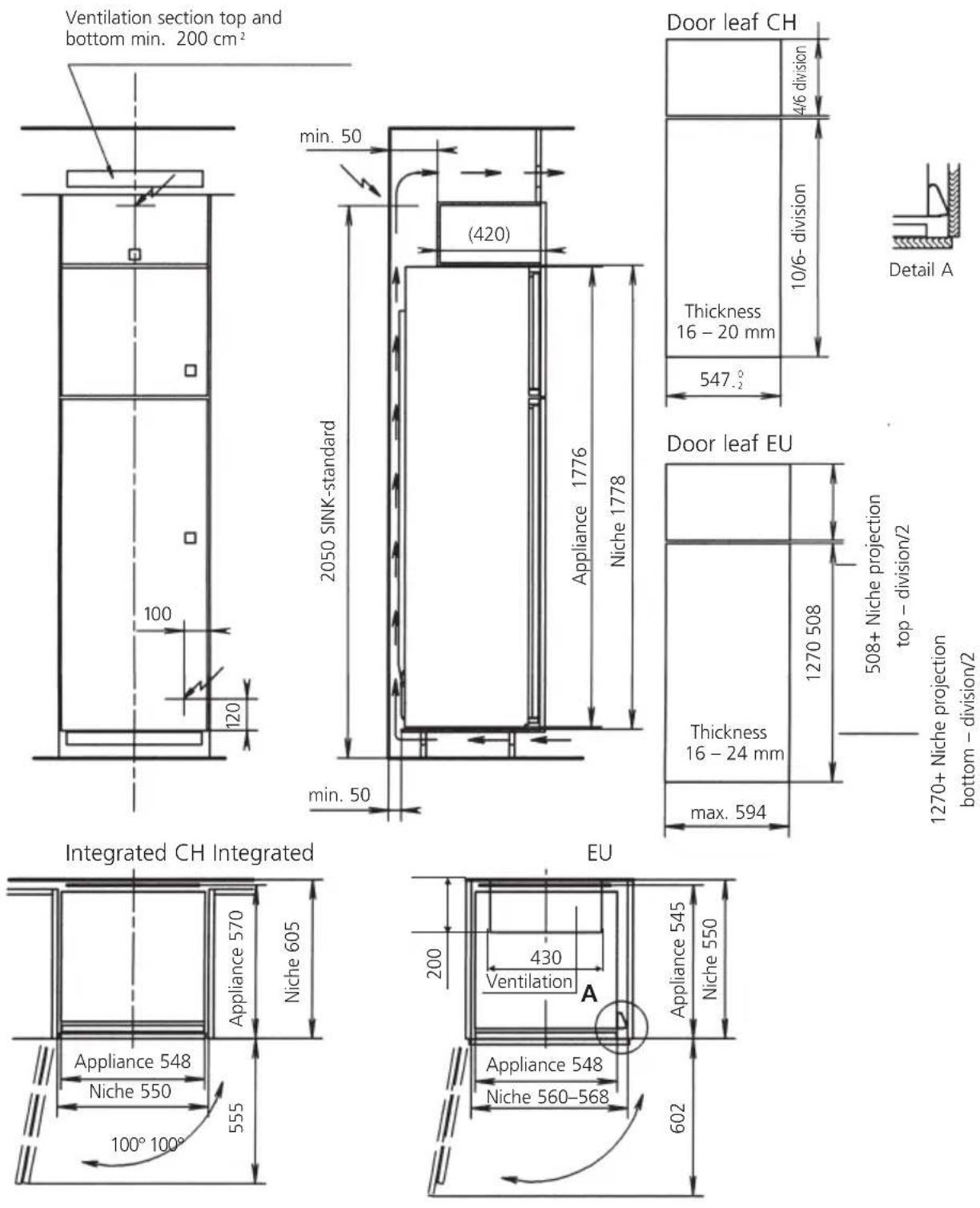 GAGGENAU RT280200 - Built-in Refrigerator Niche SINK 14/6 (1778 mm) - 1