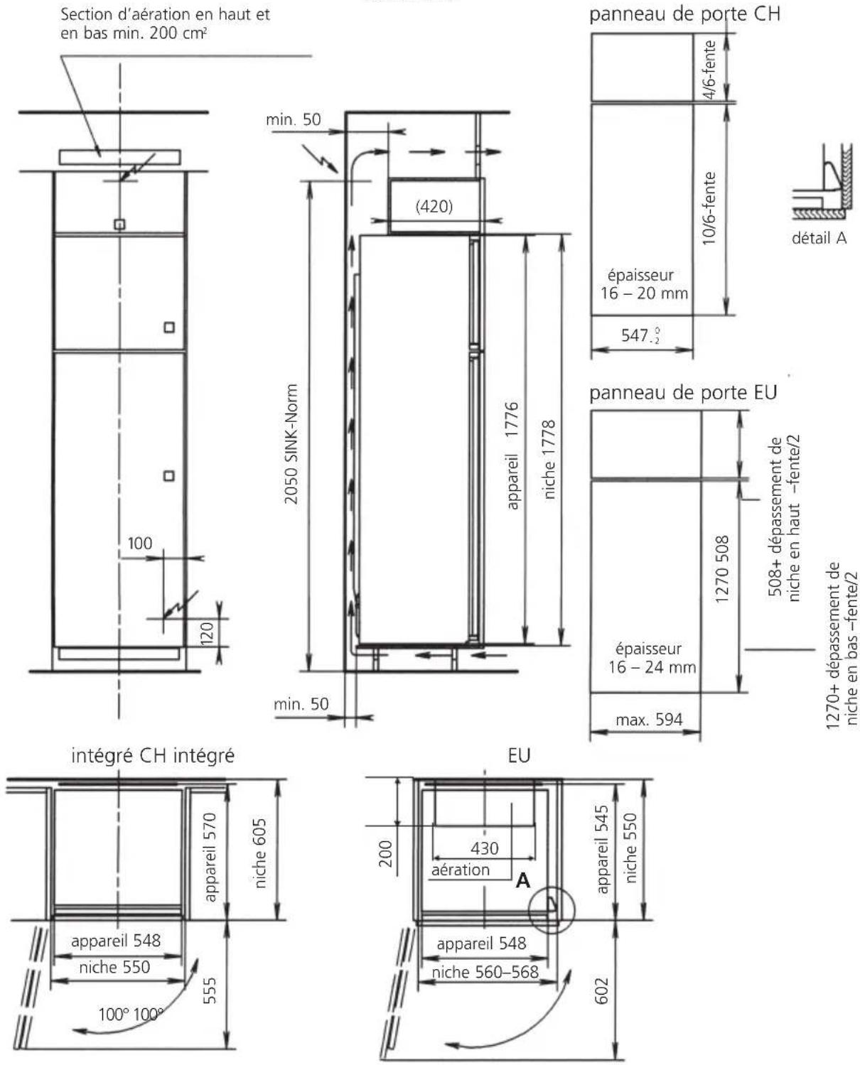 GAGGENAU RT280200 - Réfrigérateur à encastrer niche SINK 14/6 (1778 mm) - 1