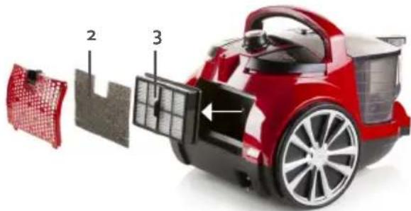 DOMO DO7292S - CISTENI NEBO VYMENA HEPA FILTRU (ZADNI CÁST VYSAVACE) - 2