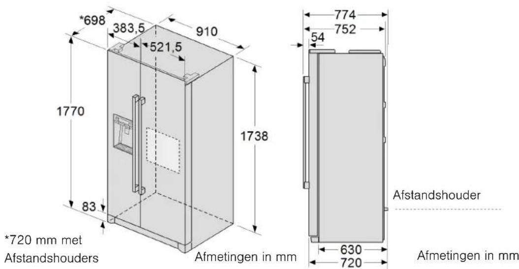 NEFF KA3902B20G - Opstellingsmaten - 1