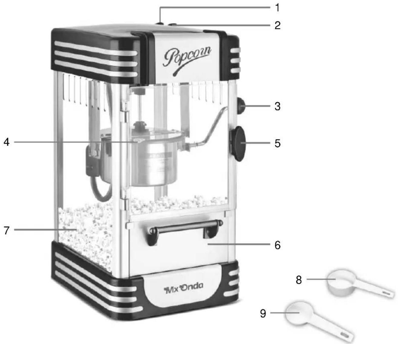 Mx Onda MXPM2780 - BEFORE USING THE POPCORN MACHINE FOR THE FIRST TIME - 1