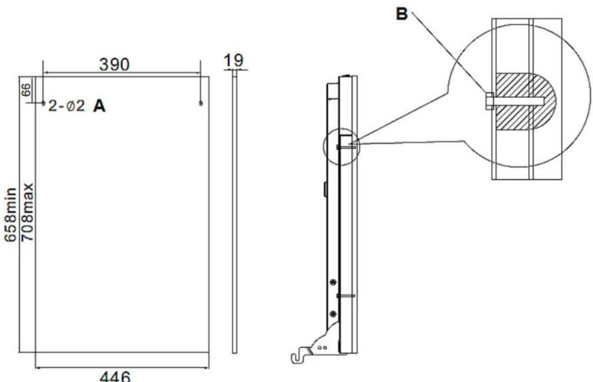 PKM DW9A++7FI - Dimensions et fixation du panneau de porte - 1