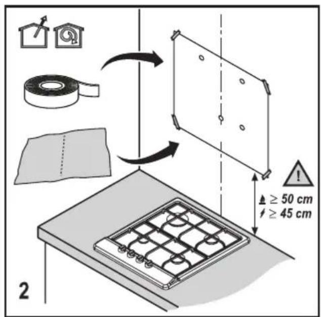 BEKO HCA62844ZH - Preparação para a montagem do exaustor na parede - 2