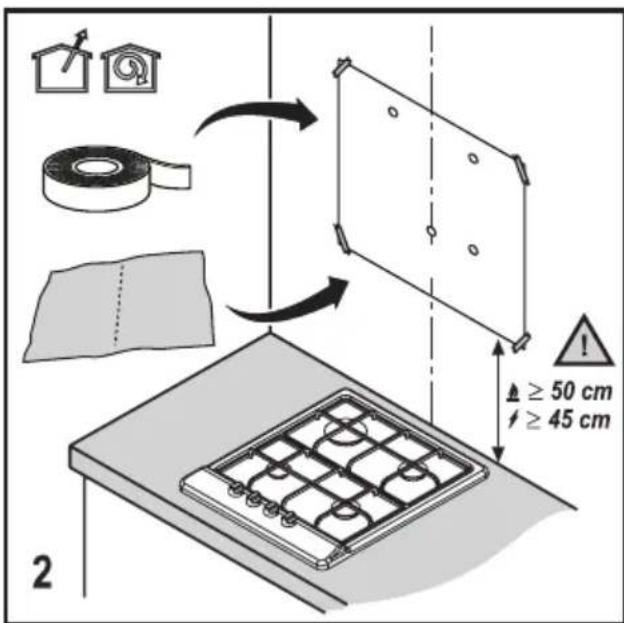 BEKO HCA62844ZH - Préparation pour le montage de la hotte au mur - 2