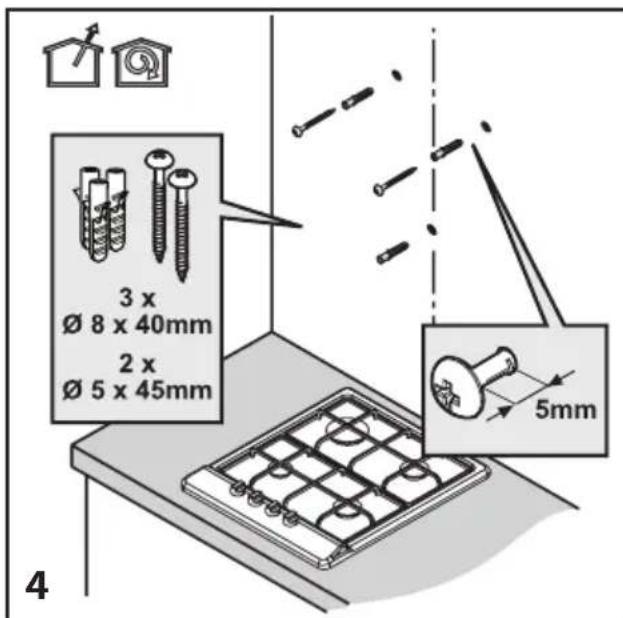 BEKO HCA92844WH - Préparation pour le montage de la hotte au mur - 4
