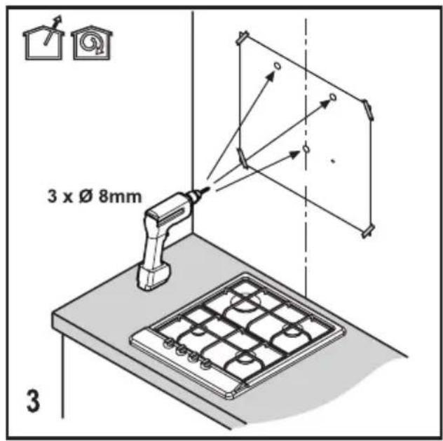 BEKO HCA92844WH - Preparação para a montagem do exaustor na parede - 3