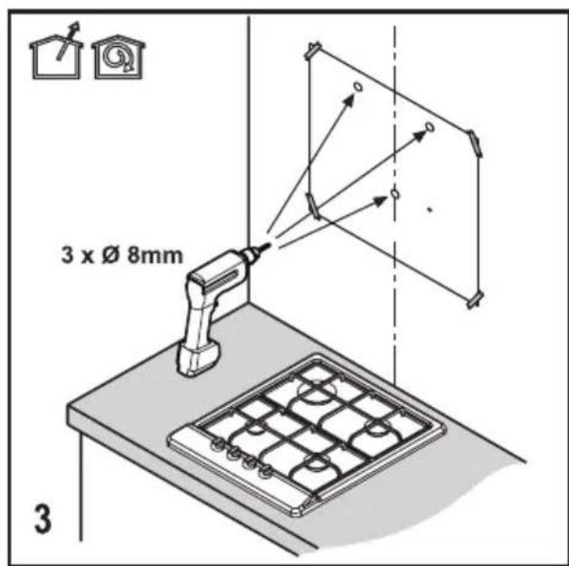BEKO HCA62844WH - Preparazione del gruppo della cappa sulla parete - 3