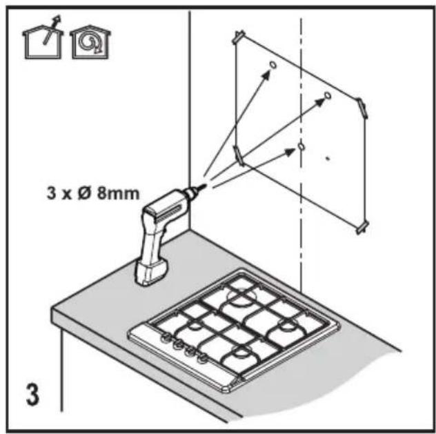 BEKO HCA62844GH - Preparação para a montagem do exaustor na parede - 3