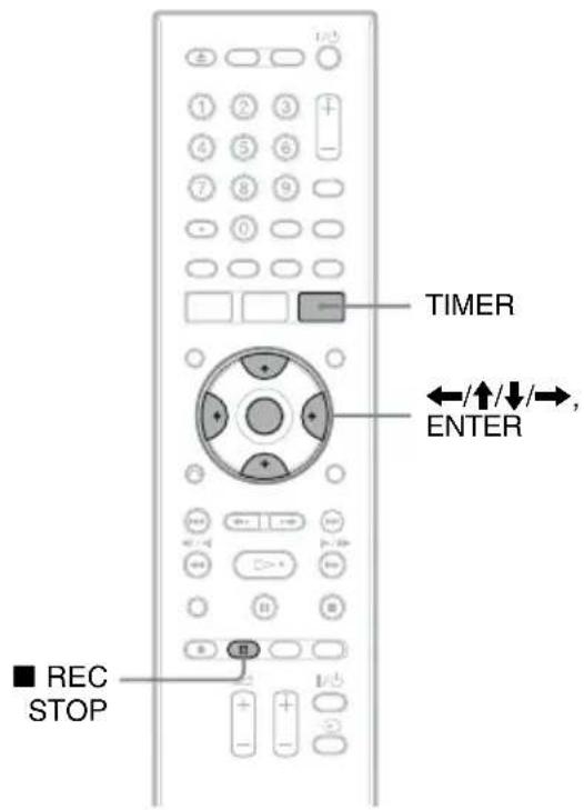 TIMER ←/↑/↓/→, ENTER ■ REC STOP