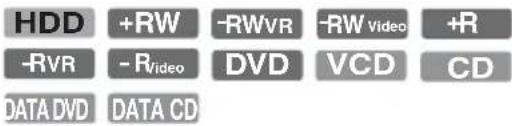 HDD +RW -RWVR -RW video +R -RVR - R Video DVD VCD CD DATA DVD DATA CD