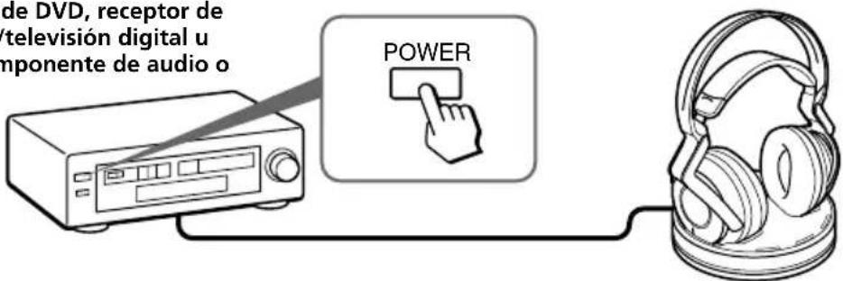 SONY MDRDS6000 - Encienda el componente conectado al procesador. - 1
