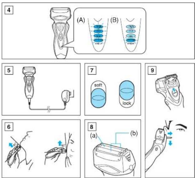 PANASONIC ES8078 - Wet/Dry Rechargeable Shaver Operating Instructions - 4