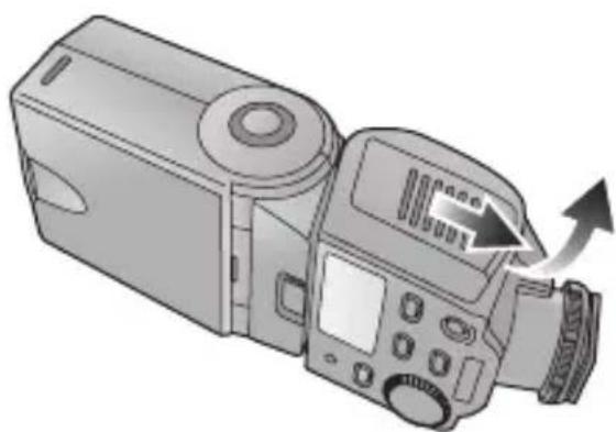 PANASONIC Lumix DMWFL360E - Verschieben Sie den Batteriefachdeckel, um diesen zu öffnen. - 1