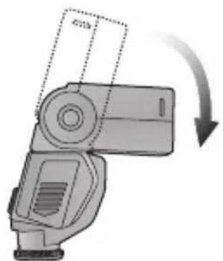 PANASONIC Lumix DMWFL360E - Pointez la tête du flash vers le bas aussi loin que possible (7 degrés vers le bas). - 1