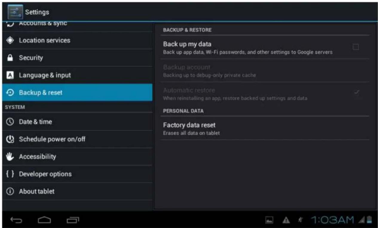 PRESTIGIO MultiPad 7.0 Prime - Sauvegarde et réinitialisation - 1