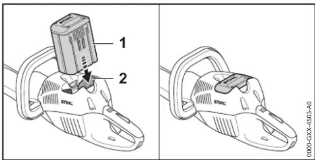 STIHL HSA 86 - Introduction de la batterie - 1