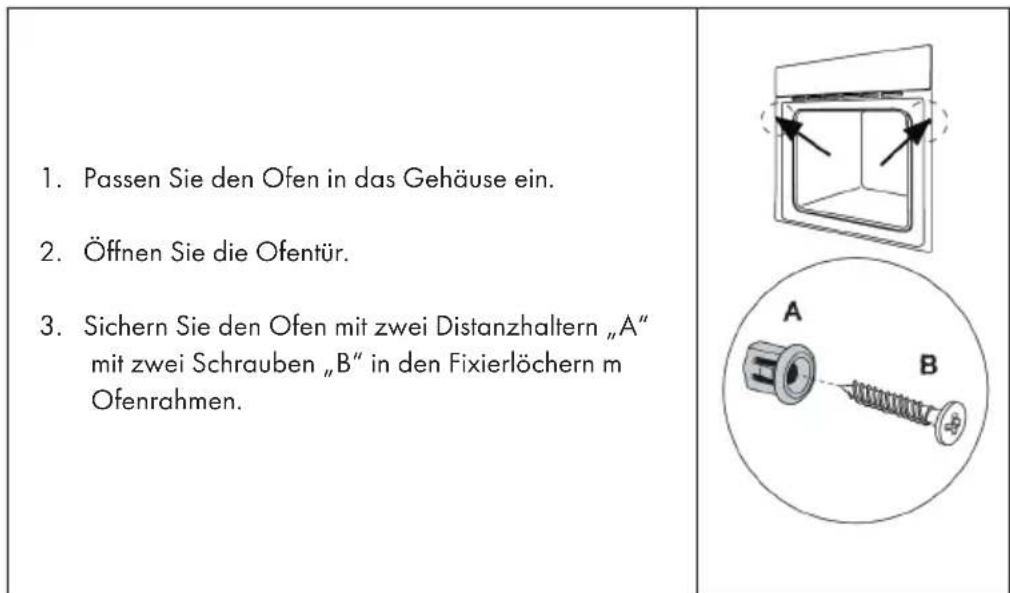 Klarstein 10032460 - So befestigen Sie den Ofen im Gehäuse - 1